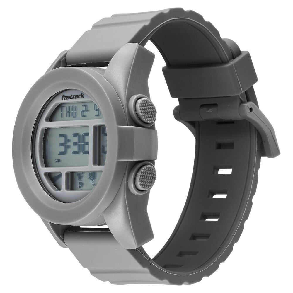 Fastrack StreetStyle Digital Grey Dial Grey Silicone Strap Watch For Guys