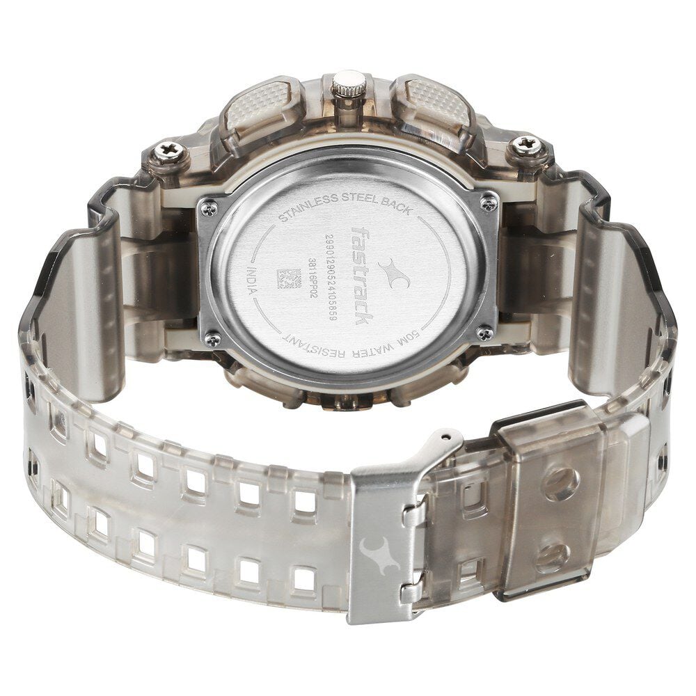 Fastrack StreetStyle Digital Dial Translucent Grey PU Strap Watch For Guys
