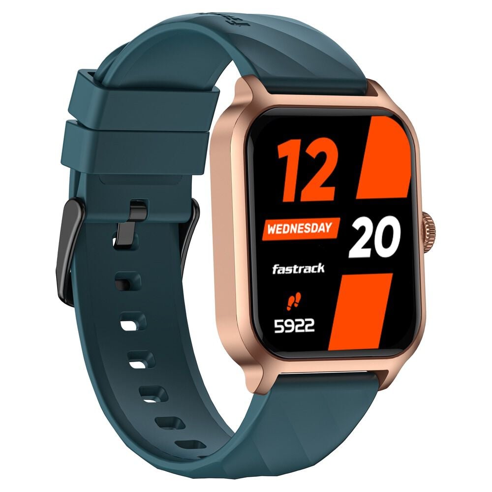 Fastrack Rave FX2 with 4.64 cm UltraVU HD Display, SingleSync BT Calling, Functional Crown with Teal Strap