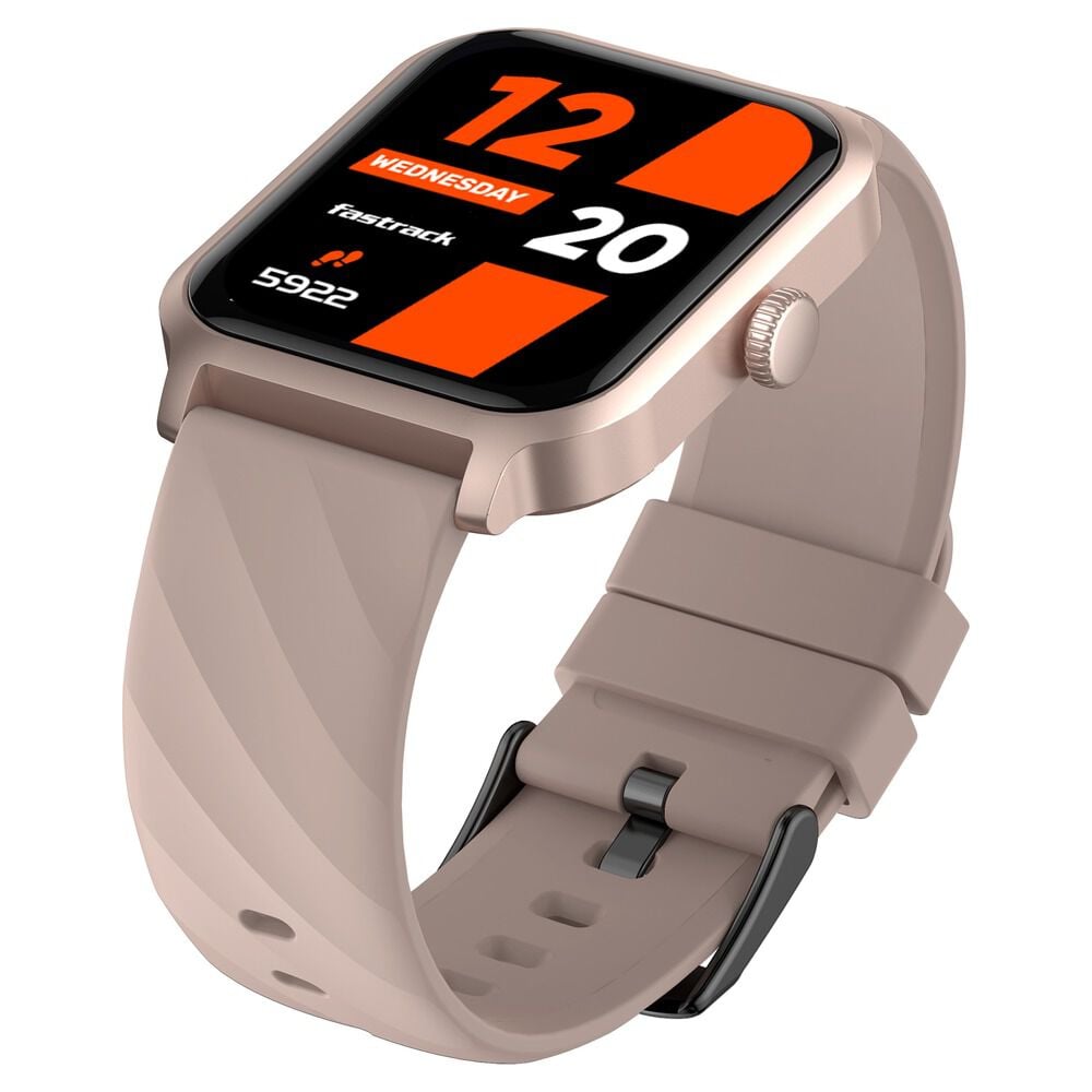 Fastrack Rave FX2 with 4.64 cm UltraVU HD Display, SingleSync BT Calling, Functional Crown with Wine Red Strap