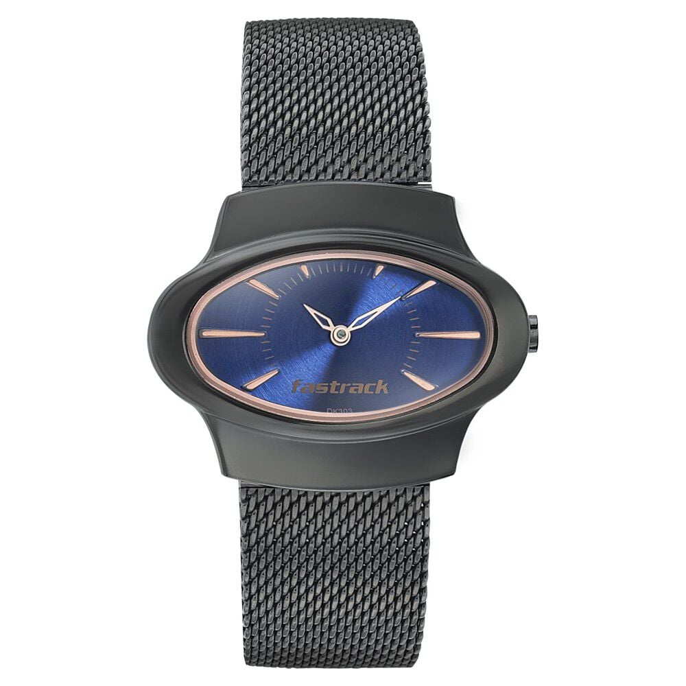 Fastrack Hitlist Quartz Analog Blue Dial Stainless Steel Strap Watch for Girls