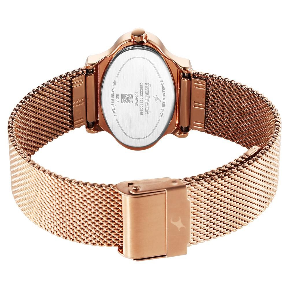 Fastrack Pulse Quartz Analog White Dial Stainless Steel Strap Watch for Girls