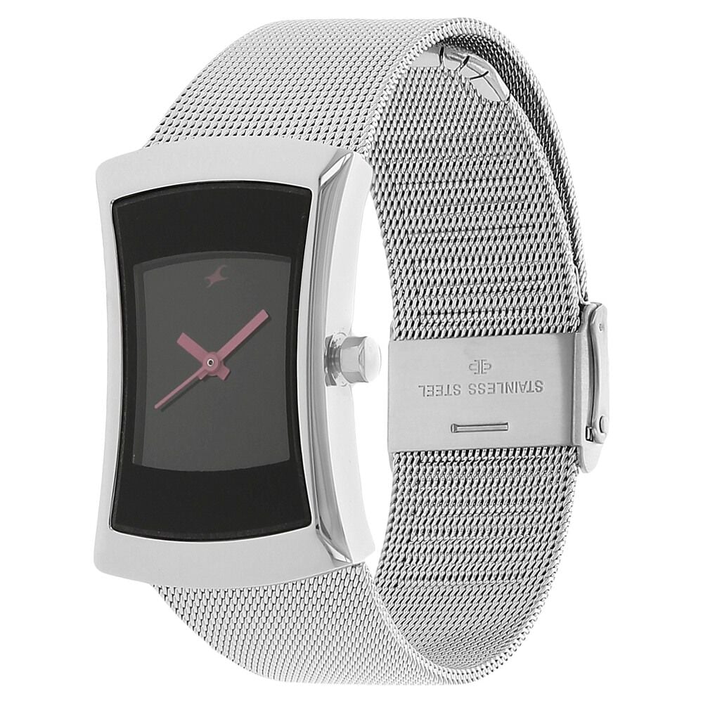 Fastrack Quartz Analog Black Dial Metal Strap Watch for Girls