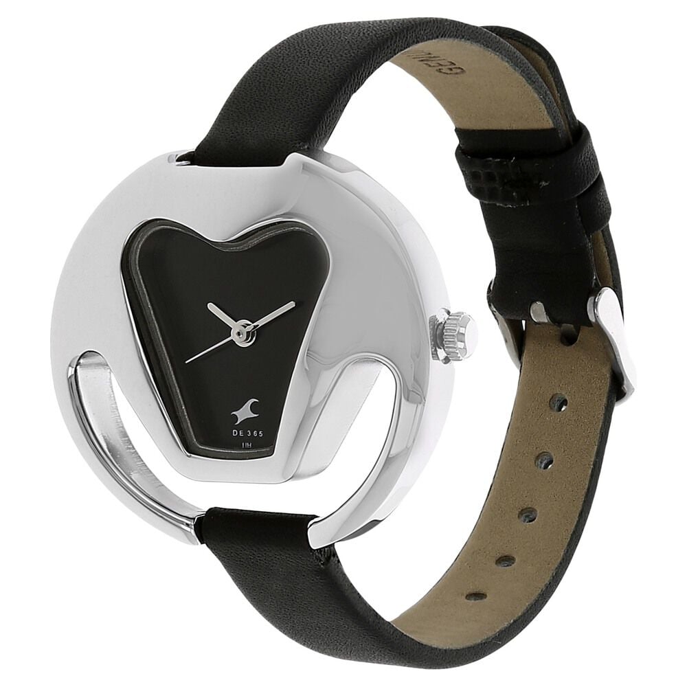 Fastrack Quartz Analog Black Dial Leather Strap Watch for Girls