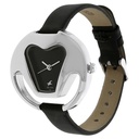 Fastrack Quartz Analog Black Dial Leather Strap Watch for Girls