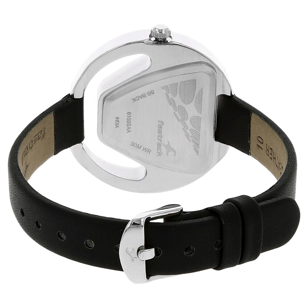 Fastrack Quartz Analog Black Dial Leather Strap Watch for Girls