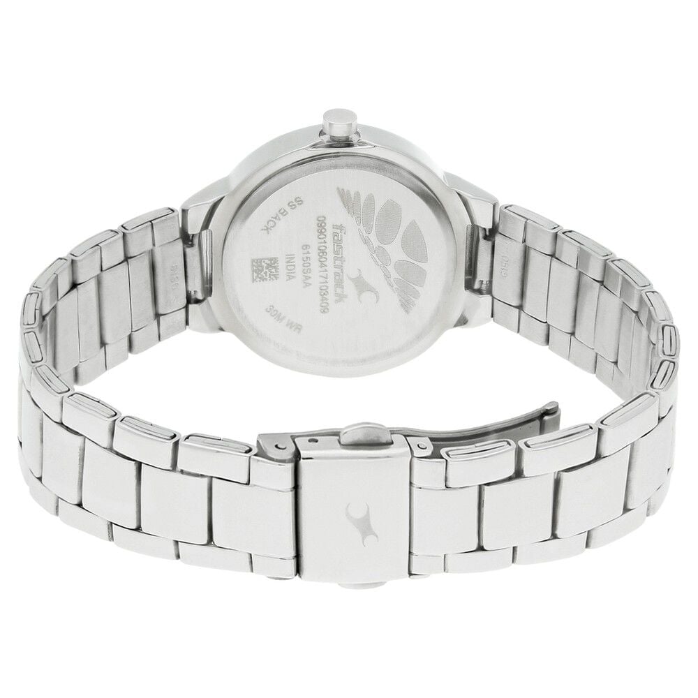 Fastrack Checkmate Quartz Analog Blue Dial Stainless Steel Strap Watch for Girls