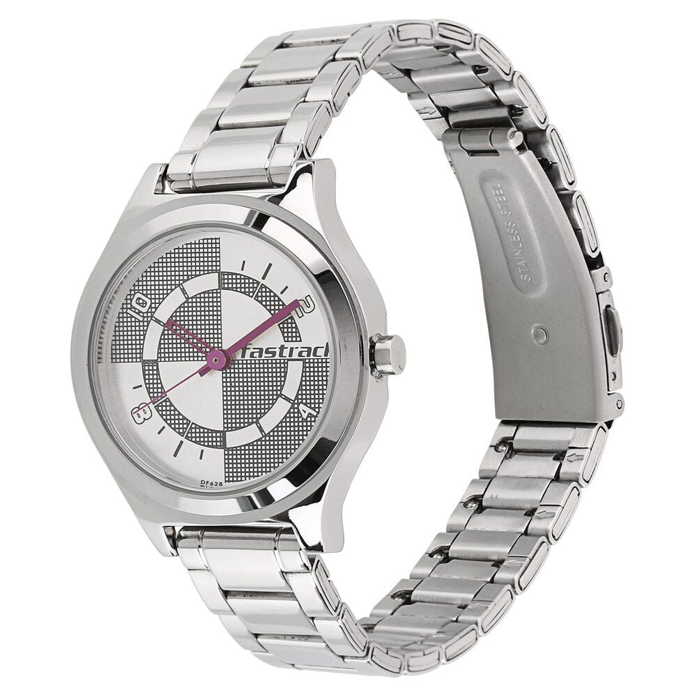 Fastrack Checkmate Quartz Analog Bicolour Dial Stainless Steel Strap Watch for Girls