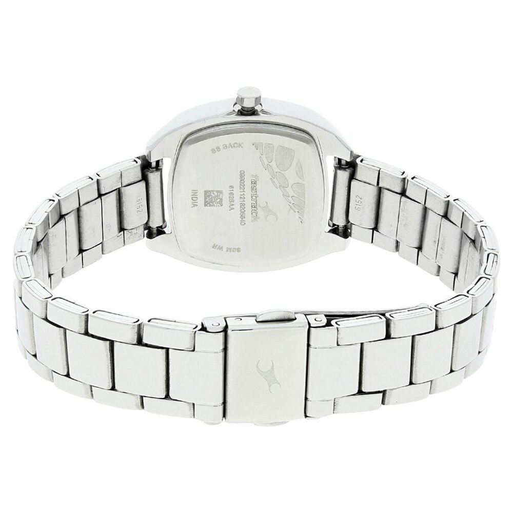 Fastrack Loopholes Quartz Analog with Date White Dial Stainless Steel Strap Watch for Girls