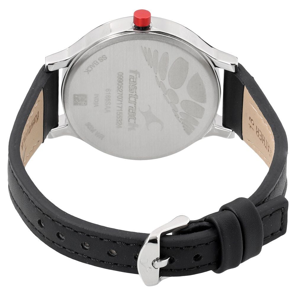 Fastrack Loopholes Quartz Analog Black Dial Leather Strap Watch for Girls