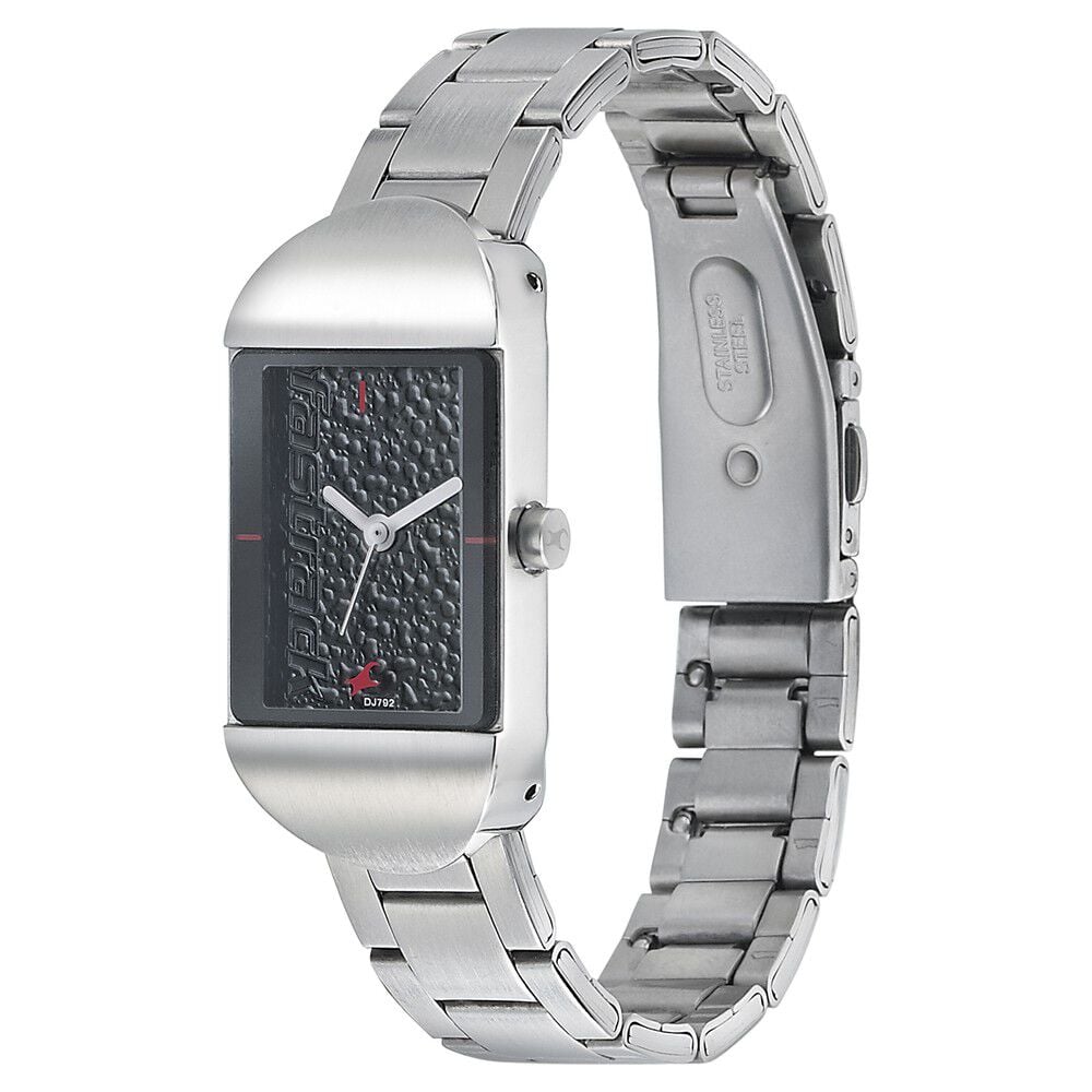Fastrack Go Skate Quartz Analog Black Dial Stainless Steel Strap Watch for Girls