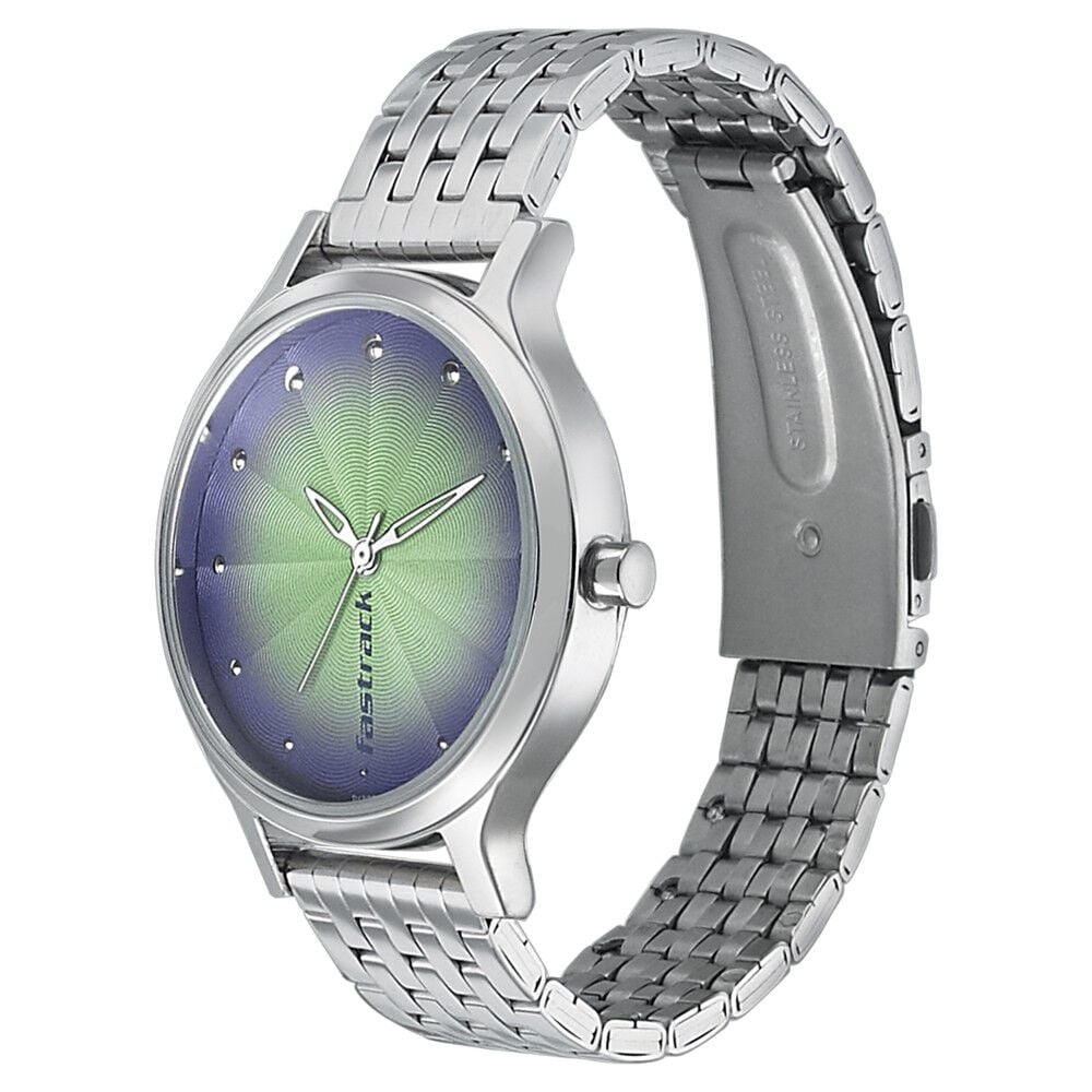 Fastrack Quartz Analog Bicolour Dial Stainless Steel Strap Watch for Girls