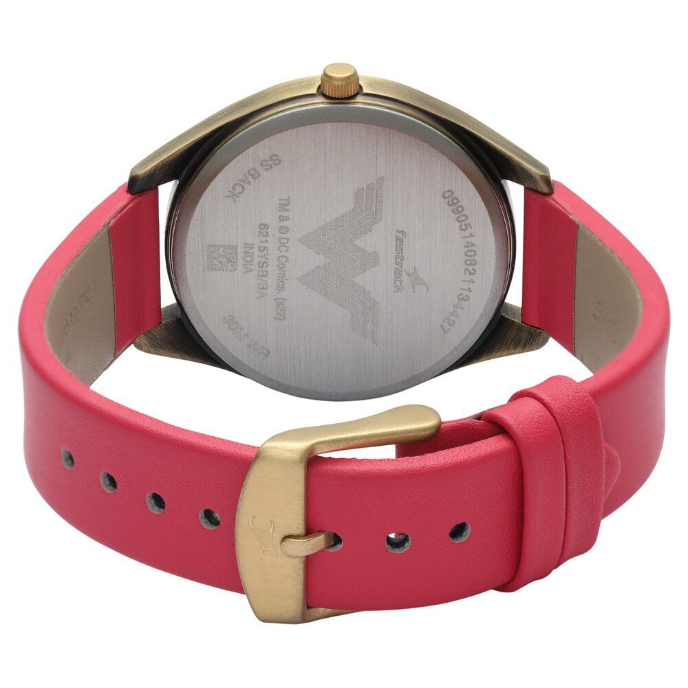 Fastrack Wonder Woman Quartz Analog Red Dial Leather Strap Watch for Girls