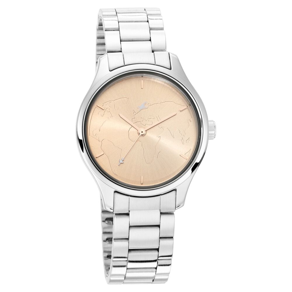Fastrack Tripster Quartz Analog Rose Gold Dial Stainless Steel Strap Watch for Girls