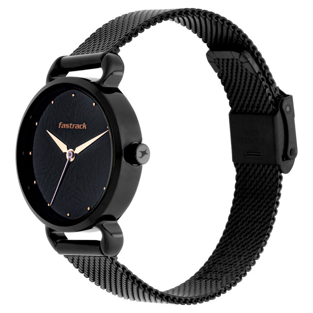 Fastrack Animal Print Quartz Analog Black Dial Stainless Steel Strap Watch for Girls