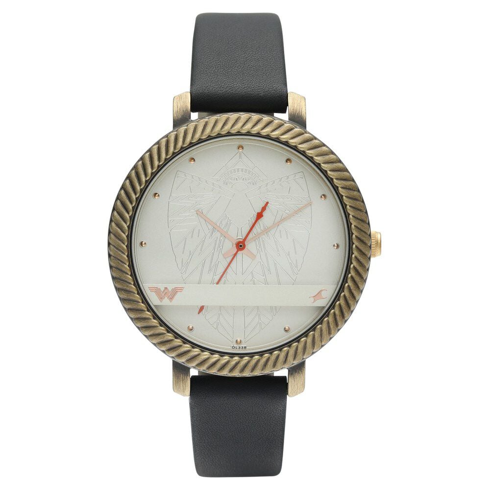 Fastrack Wonder Woman Quartz Analog Silver Dial Leather Strap Watch for Girls