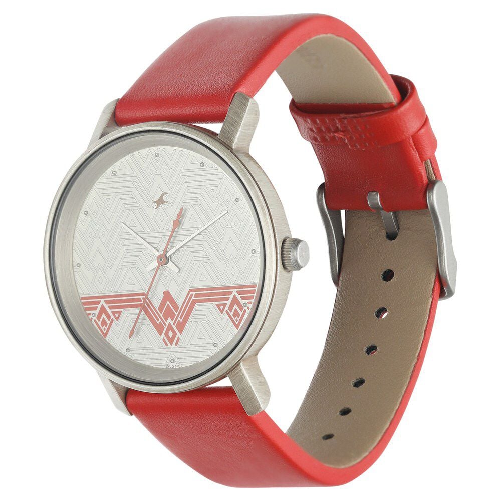 Fastrack Wonder Woman Quartz Analog Silver Dial Leather Strap Watch for Girls