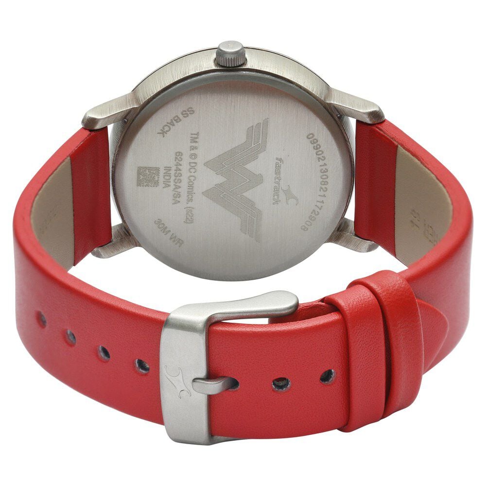 Fastrack Wonder Woman Quartz Analog Silver Dial Leather Strap Watch for Girls
