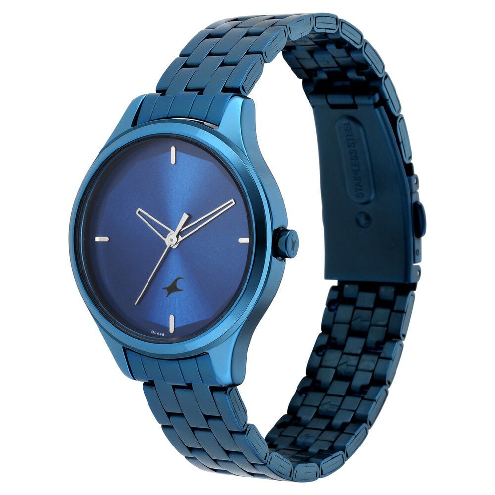 Fastrack Stunners Quartz Analog Blue Dial Metal Strap Watch for Girls