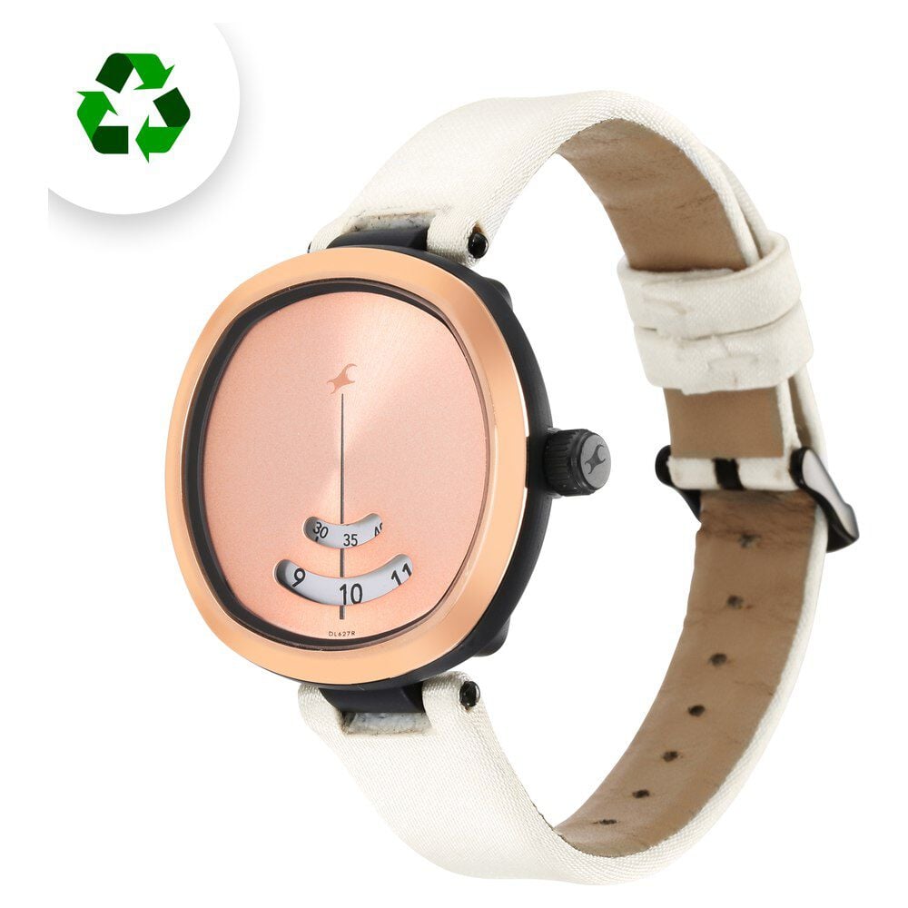Fastrack Revibe Quartz Analog Rose gold Dial Fabric Strap Watch for Girls