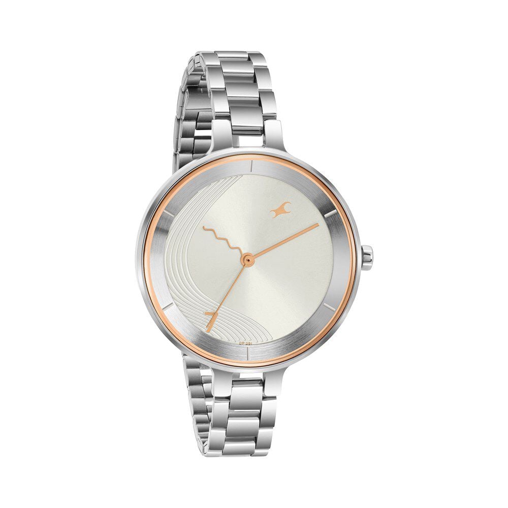 Fastrack Stunners Quartz Analog Silver dial Stainless Steel Strap Watch for Girls