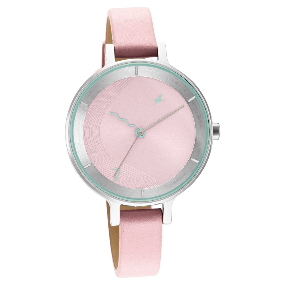 Fastrack Stunners Quartz Analog Pink Dial Leather Strap Watch for Girls