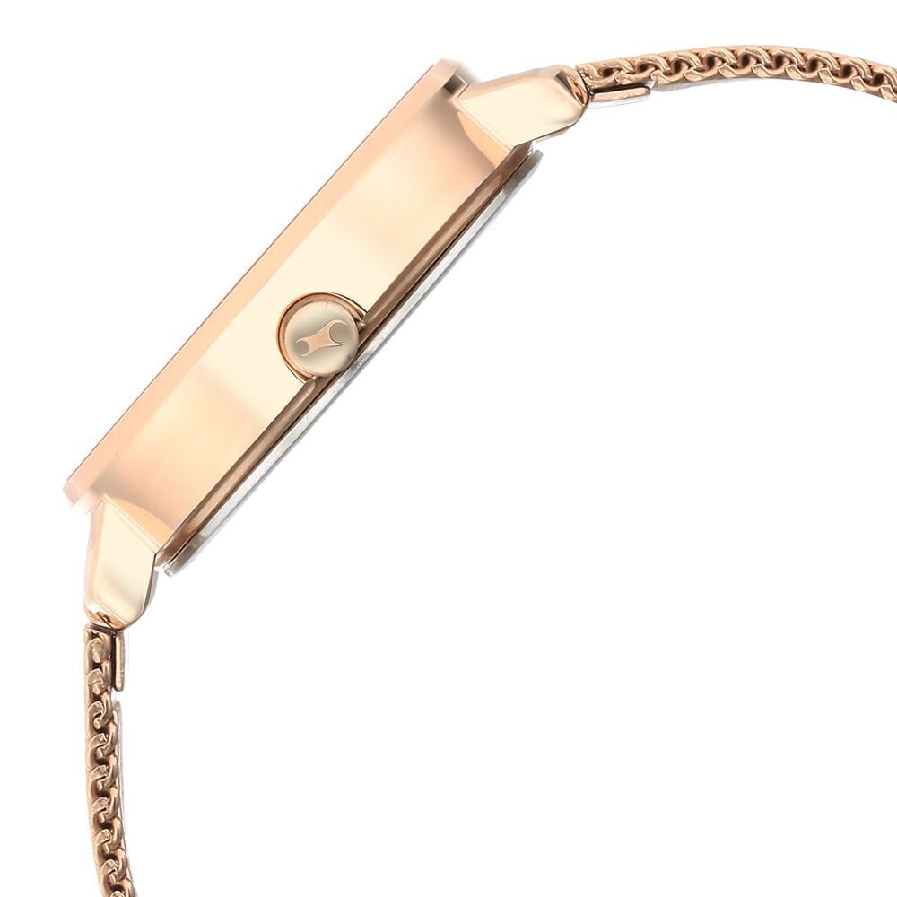 Fastrack Younique Quartz Analog Rose Gold Dial Stainless Steel Strap Watch for Girls