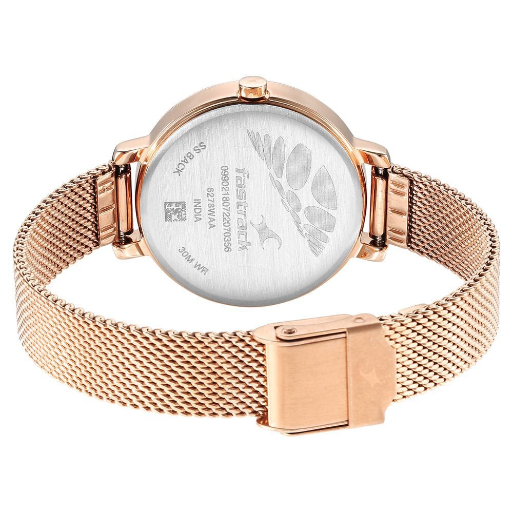 Fastrack Younique Quartz Analog Rose Gold Dial Stainless Steel Strap Watch for Girls
