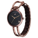 Fastrack Opulence Quartz Analog Black Dial Brown Metal Strap Watch For Girls
