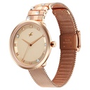 Fastrack Fleek Quartz Analog Pink Dial Stainless Steel Strap Watch for Girls