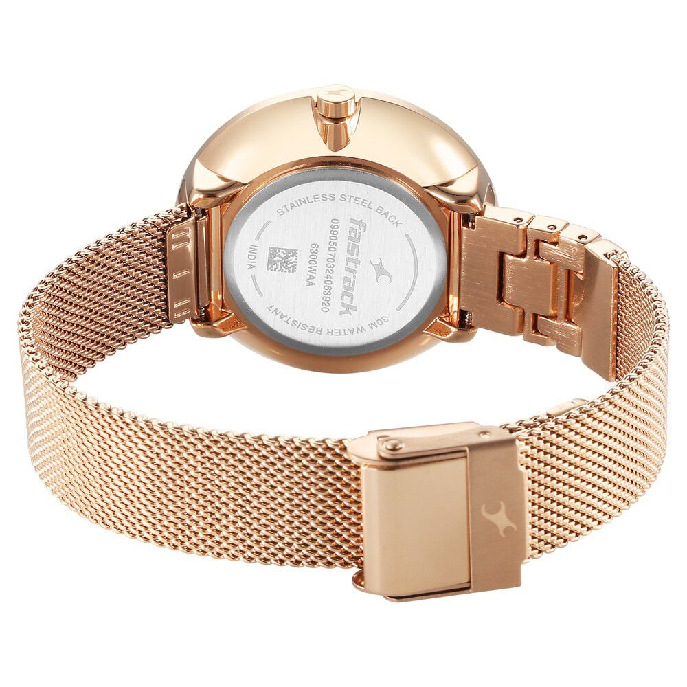 Fastrack Fleek Quartz Analog Pink Dial Stainless Steel Strap Watch for Girls