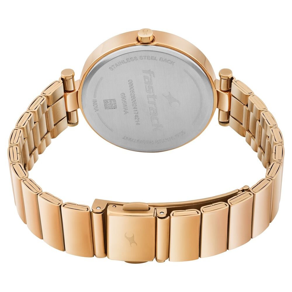 Fastrack MetaWe Quartz Analog Rose Gold Dial Stainless Steel Strap Watch For Girls