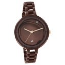 Fastrack MetaWe Quartz Analog Brown Dial Stainless Steel Strap Watch For Girls