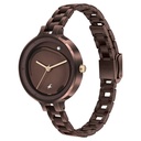 Fastrack MetaWe Quartz Analog Brown Dial Stainless Steel Strap Watch For Girls