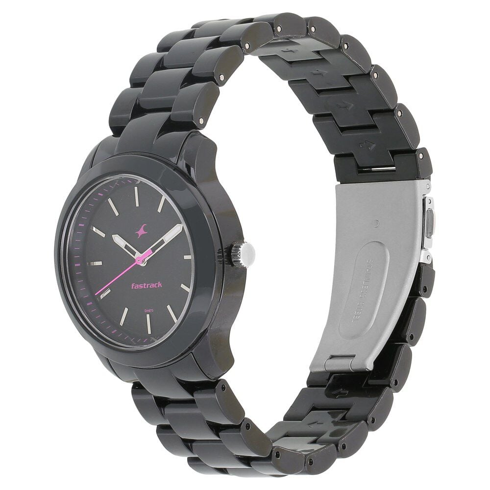 Fastrack Trendies Quartz Analog Black Dial Plastic Strap Watch for Girls