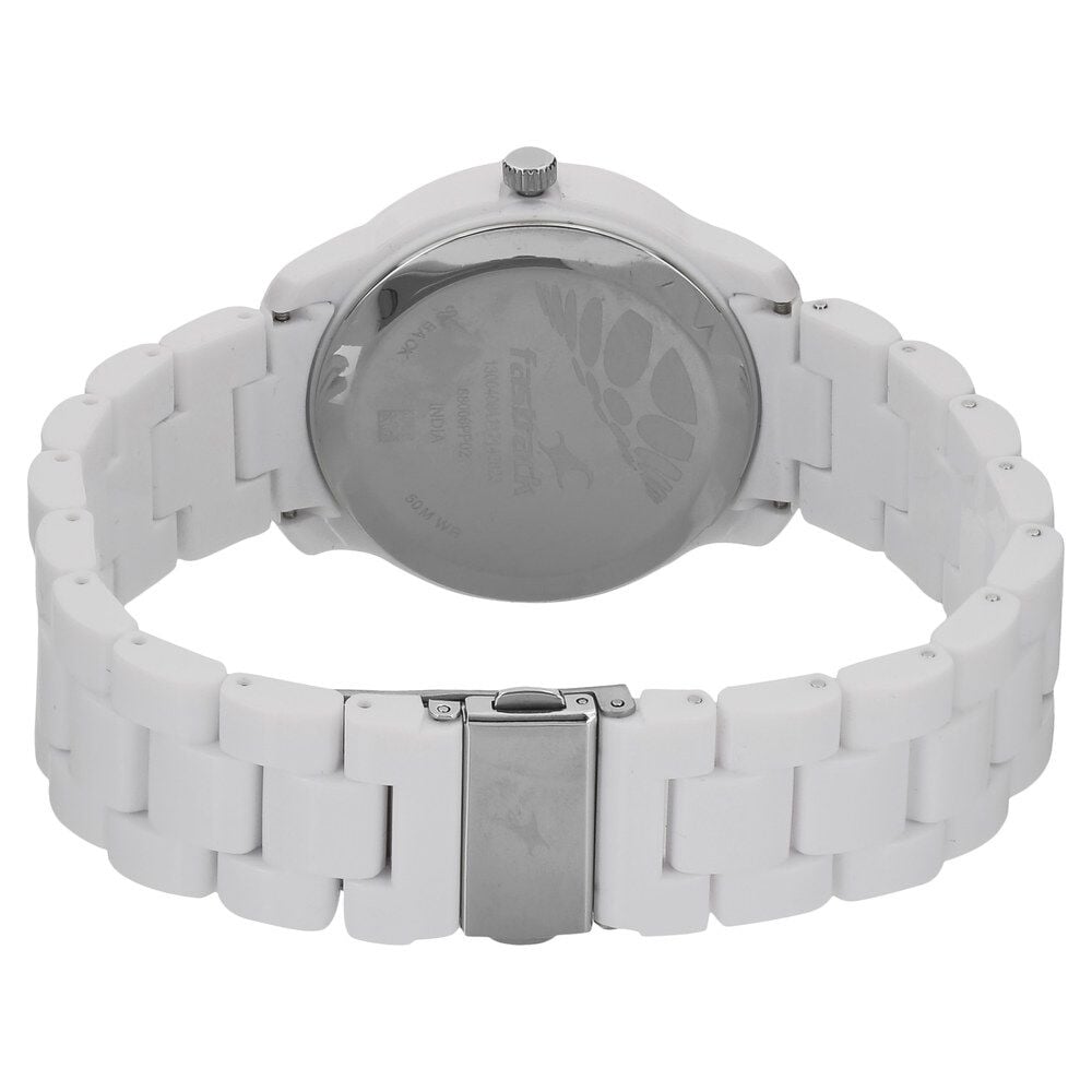 Fastrack Trendies Quartz Analog White Dial Plastic Strap Watch for Girls