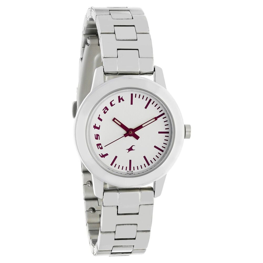 Fastrack Quartz Analog White Dial Leather Strap Watch for Girls