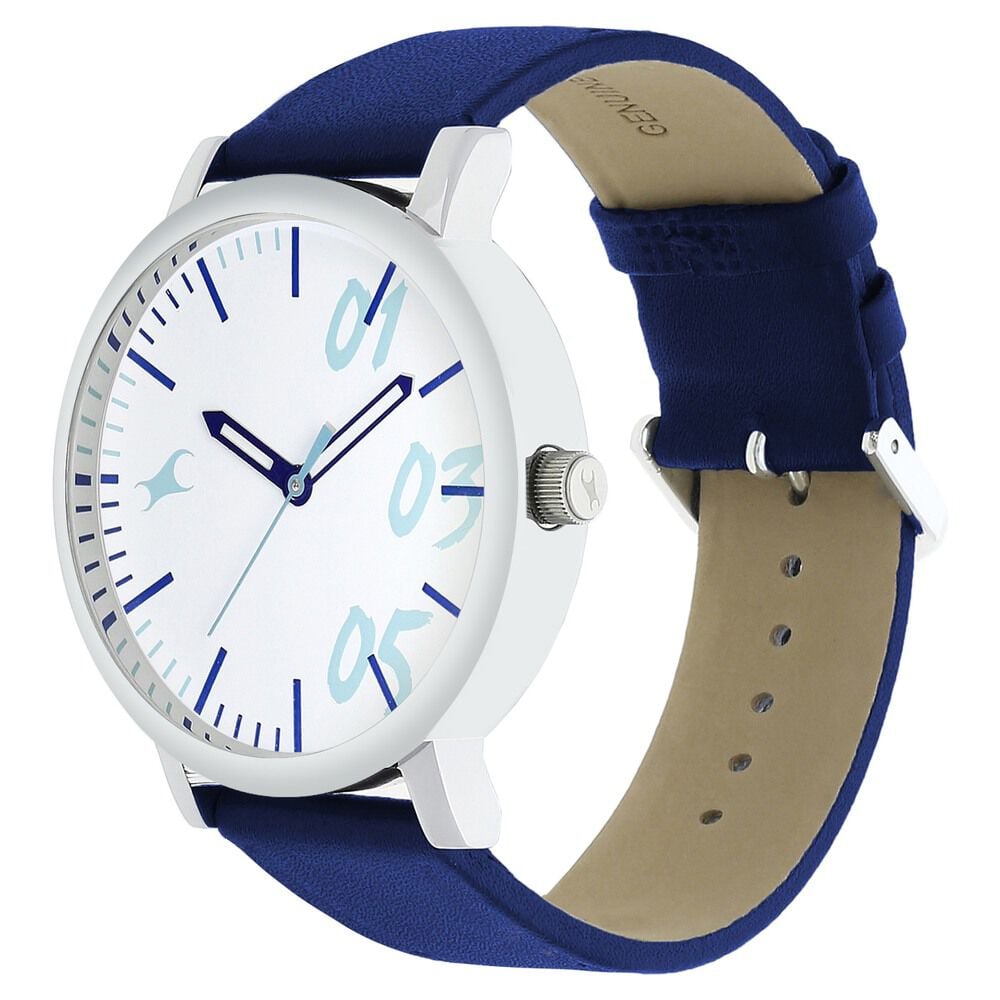 Fastrack Quartz Analog White Dial Leather Strap Watch for Girls