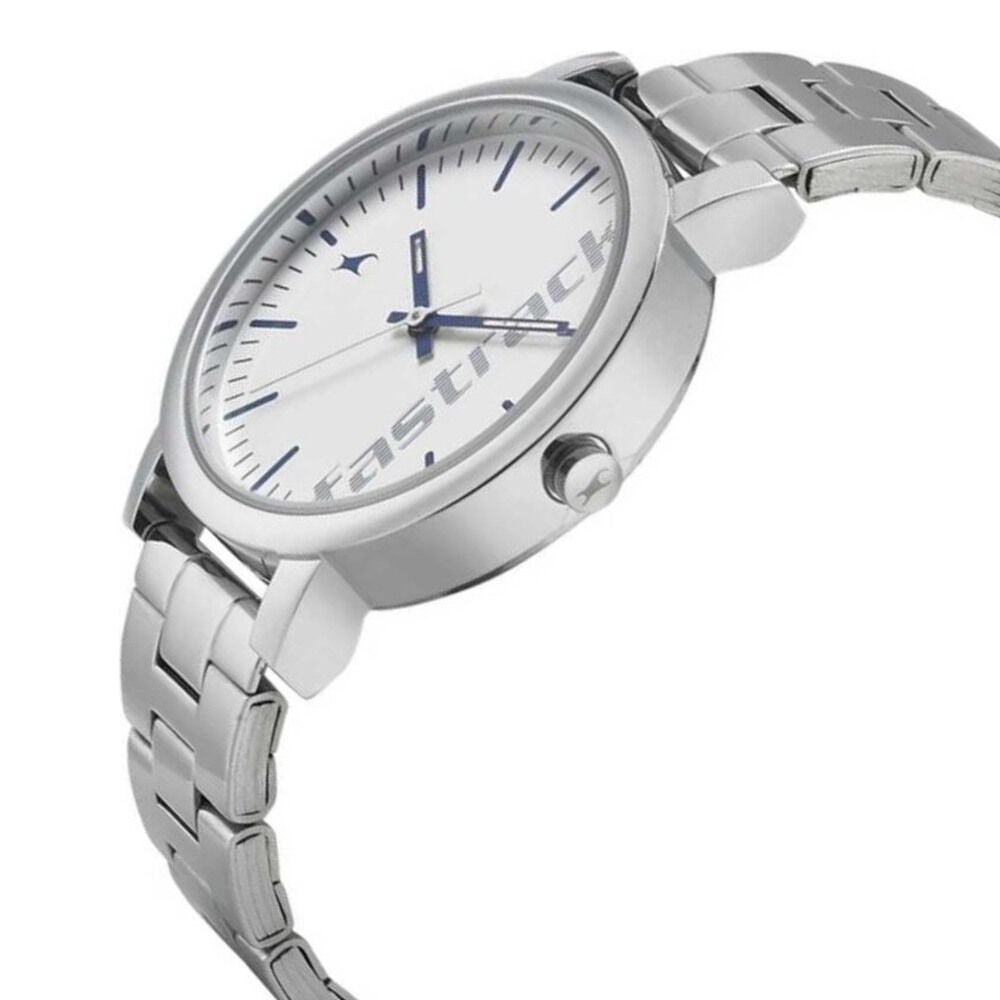 Fastrack Quartz Analog White Dial Stainless Steel Strap Watch for Girls