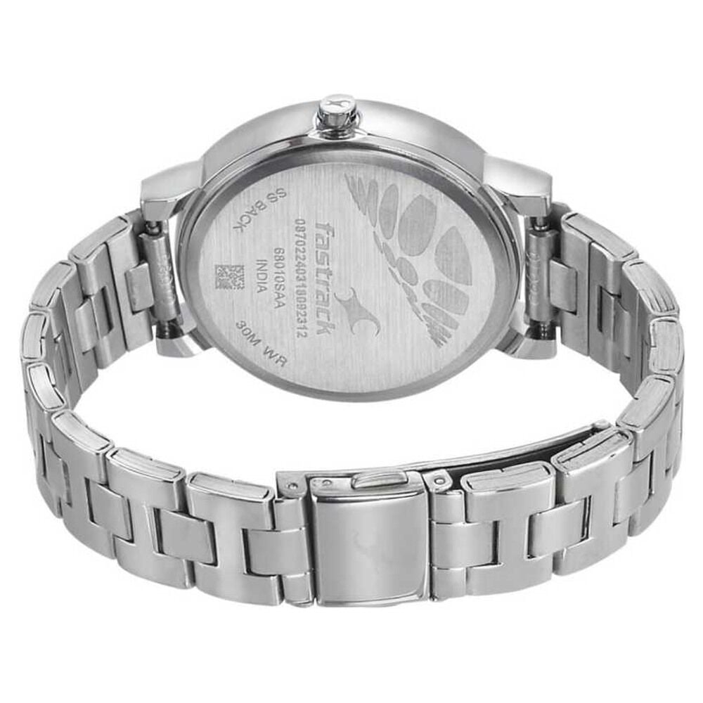 Fastrack Quartz Analog White Dial Stainless Steel Strap Watch for Girls
