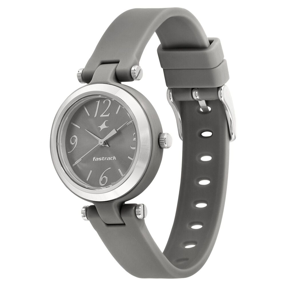 Fastrack Trendies Quartz Analog Grey Dial Silicone Strap Watch for Girls