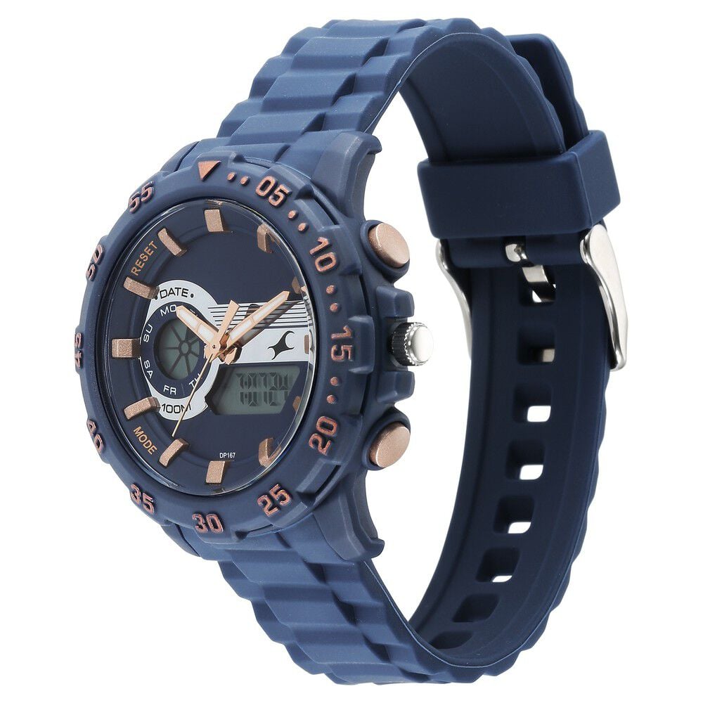 Fastrack Street line Quartz Analog Digital Blue Dial Silicone Strap Watch for Girls