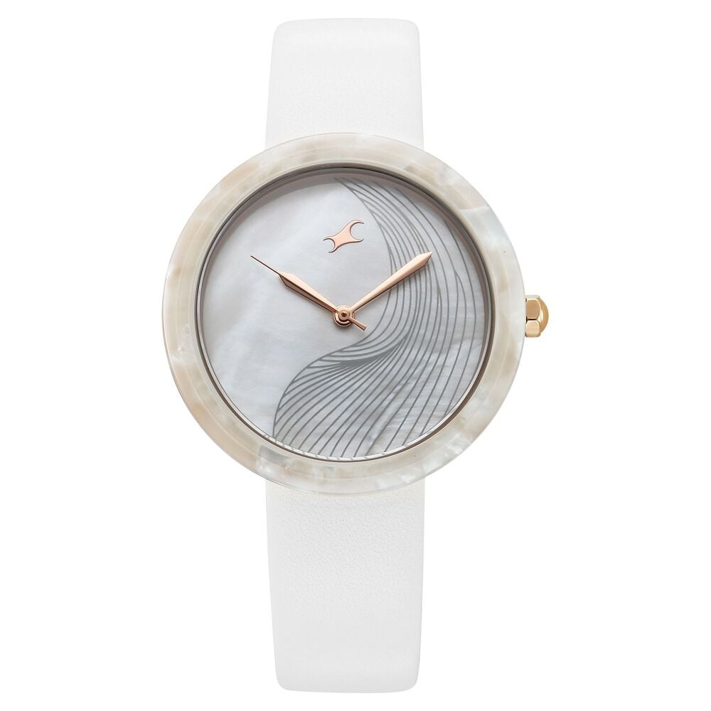 Fastrack Younique Quartz Analog Mother Of Pearl Dial LeatherStrap Watch For Girls