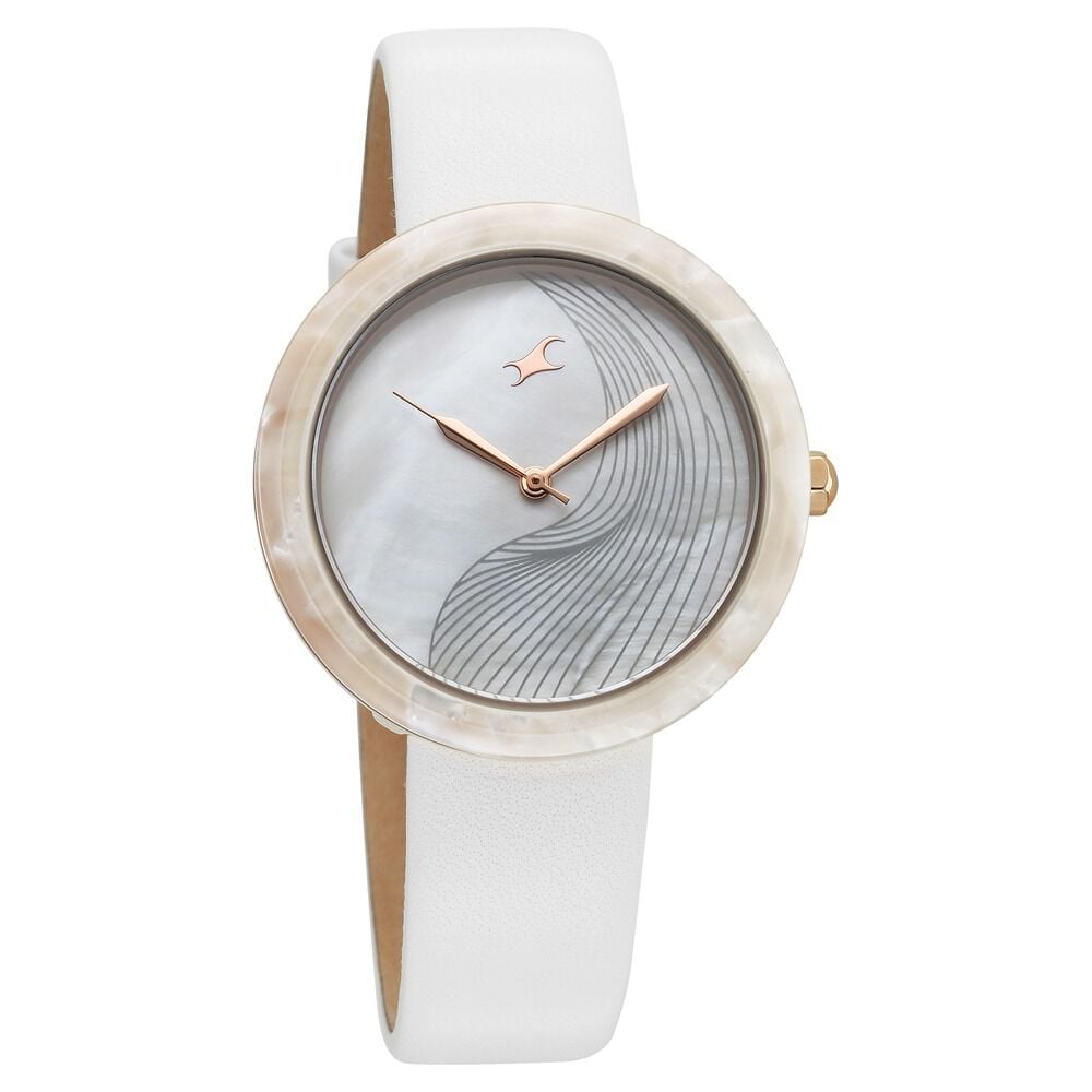 Fastrack Younique Quartz Analog Mother Of Pearl Dial LeatherStrap Watch For Girls