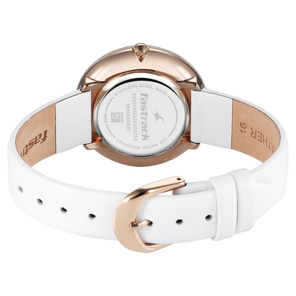 Fastrack Younique Quartz Analog Mother Of Pearl Dial LeatherStrap Watch For Girls