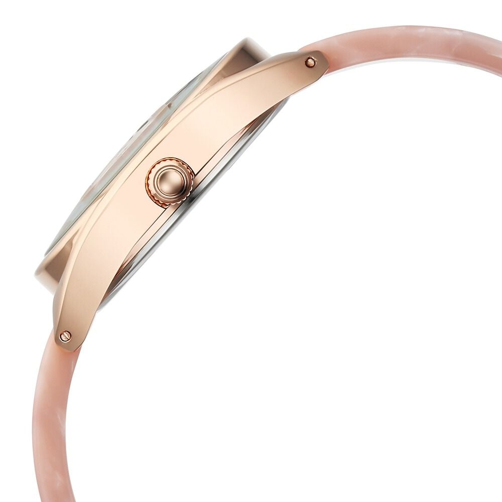 Fastrack Younique Quartz Analog Pink Color Mother Of Pearl Dial Acetate And Metal Strap Watch For Girls
