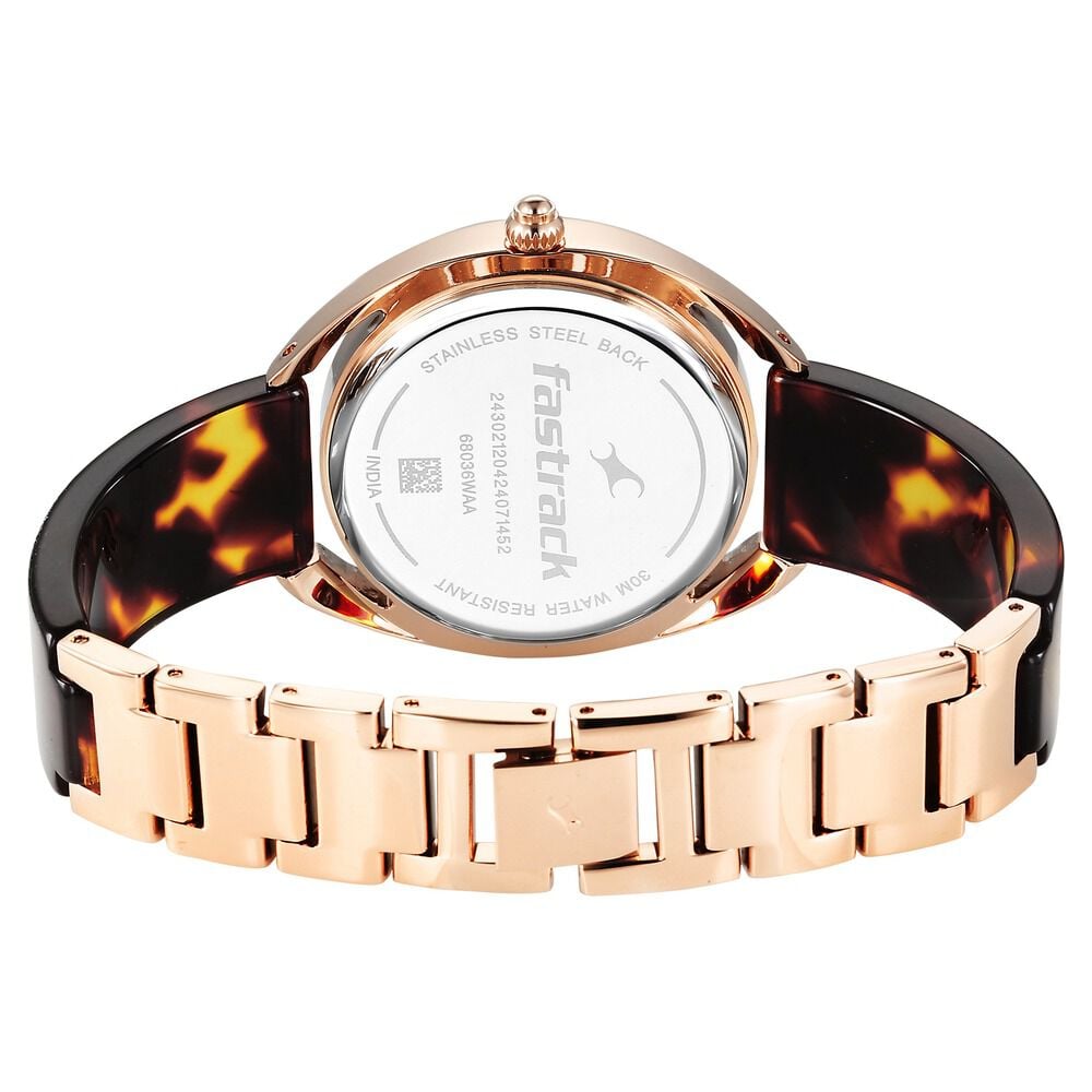 Fastrack Younique Quartz Analog Mother Of Pearl Dial Acetate And Metal Strap Watch For Girls