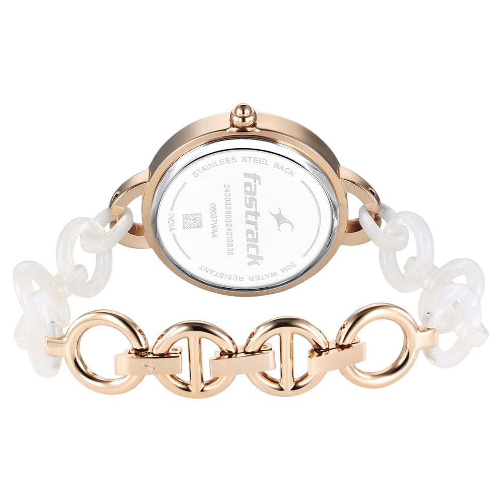 Fastrack Younique Quartz Analog Mother Of Pearl Dial Acetate And Metal Strap Watch For Girls