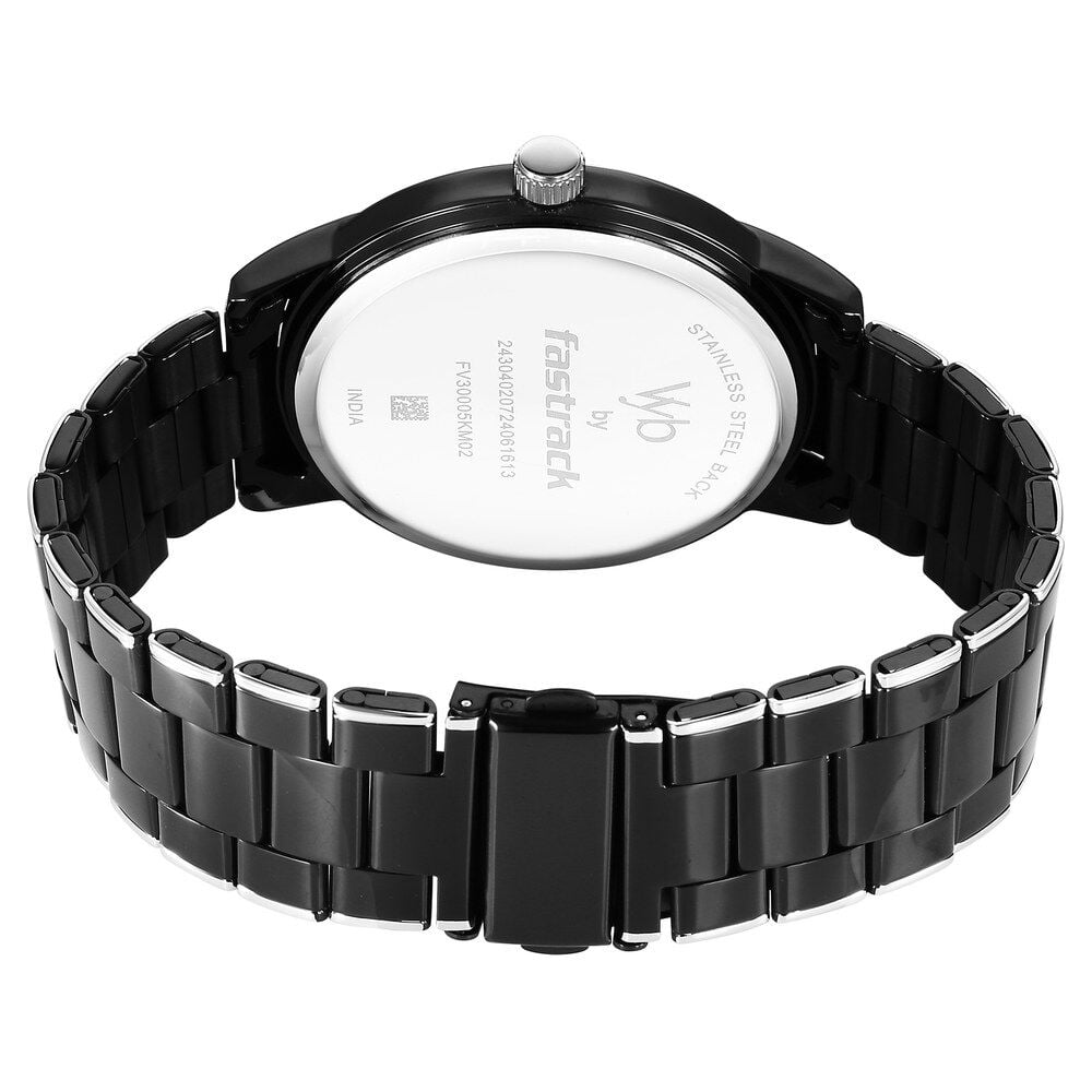 Fastrack Vyb Phantom Quartz Analog Black Dial Two Toned Metal Strap Watch For Guys