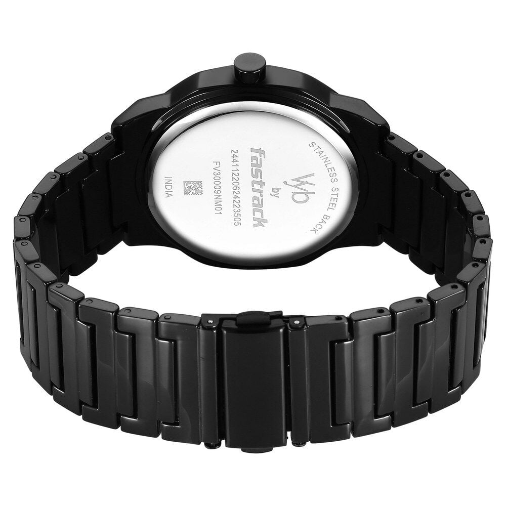 Fastrack Vyb Quest Quartz Analog Black Dial Black Metal Strap Watch For Guys